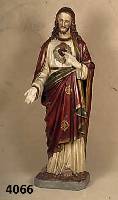 Christusdarstellung, Herz Jesu, im Nazarener Stil von 1880/90, Gipsguß, bunt staffiert, z.T. handkoloriert, Reste alter Bronzierung, ...