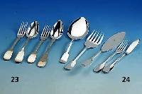 Fischbesteck fÜr 12 Personen, Paris, Christofle, 70er Jahre, 925er Silber, best. aus: 12 Gabeln, 12 Messer, Vorlege- lÖffel, Fischheber und ...
