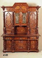 Aufsatzbuffet, wohl deutsch, um 1880, wohl Berlin, aus hÖfischer Tischlerei, Großguß (?), hervorragende Drechselarbeit, sehr schÖnes Furnier, ...
