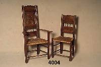 3 StÜhle und 3 Stuhlsessel, Elsaß/Lothringen, um 1900, Jugendstil, Eiche massiv, mit original Rohrgeflecht, bÄuerlich/bÜrgerlich, Beine und ...