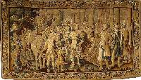 Gobelin, flÄmisch, um 1680, ca. 485 x 270 cm. alte restauration des 18 Jhds.Darstellung wohl nach Alexander dem Grossen in den gestalt en des 17 ...