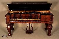 Tischklavier, wohl England, um 1835/40, Korpus Weichholz/Hartholz, ausgesuchtes Pali- sanderfurnier, Hersteller lt. Angaben des Einlieferers Firma ...