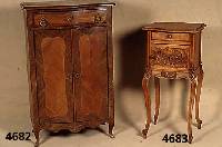SchrÄnkchen, deutsch/wohl Dresden, um 1890/ 1900, Barockstil, Korpus Weichholz, Wurzel- nußfurnier, z.T. gespiegelt, Fadenintarsien in ...