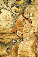 Gobelin, flÄmisch, um 1650, Wolle mit Seide, ca. 78 x 44 cm, SchÄtzwert: 2200.- EURO, EHZ: 3-4