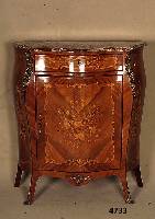 Barockstilschrank, deutsch, um 1880/90, aus verschiedenen ObsthÖlzern, Palisanderfurnier, TÜr und Schubladen gebogen und bombiert, auf Rahmen ...