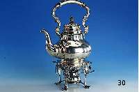 Teekanne mit StÖvchen, Silber, Gew. total ca. 2330 g, deutsch um 1890/1900, Gebr. Noelle LÜdenscheid, Rokokostil, Unterteil feiner Guss mit ...