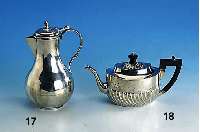 TeekÄnnchen, Silber, Sheffield um 1880, Gew. ca. 240 g, DeckelbekrÖnung (gerissen) und Griff aus Holz, H. ca. 12 cm
