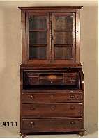 AufsatzsekretÄr, Westfalen, um 1860, Eiche massiv, 3-schÜbig, original BeschlÄge, Ober- teil original Verglasung, praktisches Schreib- mÖbel ...