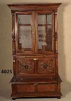 Truhenbank-AufsatzmÖbel, deutsch, um 1880, GrÜnderzeit, Korpus Weichholz, Trage- und Zierteile Eiche massiv, Mitte Rahmenfassung mit Maskaron ...