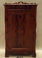 Vertiko, deutsch, um 1860, Korpus Weichholz, Mahagoni- bzw. Pyramidenmahagonifurnier, z.T. doppelt gespiegelt, leicht geschwungen, Seiten ...