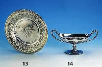 Anbietteller, 800er Silber, deutsch um 1880, Meistermarke Koch & Bergfeld, reich ver- ziert mit floralen Ornamenten, dekorativ, ca. 210 g, D ca. ...