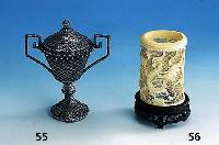 Pinselbecher, China um 1880, Filigranarbeit, Elfenbein, Boden fehlt, min. besch., auf Holzsockel, H ca. 14.5 cm
