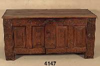 Stollentruhe, deutsch, datiert 1821, Eiche massiv, ca. 74x154x71 cm