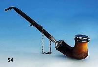 Meerschaumpfeife, um 1830/40, wohl Wien, Silber, Meistermarke unged., Oberteil um 1870, Gebr.-Spuren bzw. verbeult, L. ca. 33 cm