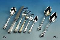 81-teiliges Besteck, deutsch um 1920, reines Art-Deco, 800er Silber, Meistermarke Fa. Auerhahn, Altensteig, best. aus: 12 Menuemesser (Griffe ...