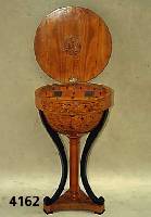 NÄhtisch, nach dem Stil von Wien 1825/30, sogenannte Globusform, mittig SÄule, auf Weichholz gearbeitet, BeinauslÄufer geschwu- ngen, in ...