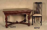 4 HochlehnstÜhle, deutsch, um 1910, Eiche massiv, RÜckenlehne mit Flachschnitzerei, neu gepolstert und bezogen, wohnfertig, ca. 113x46 cm, Sh. ...