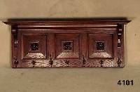 HÄngegarderobe, Holland, um 1880, Eiche massiv, LÖwenkopfverzierung, 7 AufhÄngehaken, original, ca. 52x133x25 cm