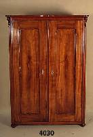 Schrank, deutsch, um 1860, Kirschholz massiv, zweitÜrig, altersbedingte SchÄden, FÜße gekÜrzt, ca. 178x130x57 cm