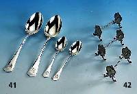 6 MesserbÄnkchen, 20/30er Jahre, Silber gepr., feiner Guß nachgestochen, Besitzermonogr. GC legiert