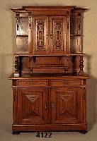 Vielzweckschrank, deutsch, um 1985/1900, 2-teilig, Eiche massiv, Eichefurnier, Front auf Rahmen gearbeitet, Inlets mit reicher Flachschnitzerei, ...