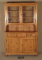 BauernkÜchenschrank, deutsch, um 1860/80, Front auf Rahmen gearbeitet, Kiefer und Zierbelkiefer, original GlÄser, Leisten und FÜße z.T. ...