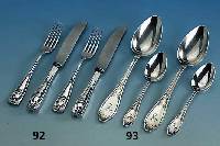 6 Jugendstil-Gabeln und -Messer, Bremer Silberwarenfabrik um 1900, 800er Silber, geometriesierend, Bes.-Monogr. MB, total ca. 800 g