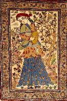 Esfahan fein, Persien, ca. 50 Jahre, Korkwolle mit und auf Seide, ca. 70 x 50 cm, SchÄtzwert: 750.- EURO, ca. 750.000 Kn/qm Ehz : 2