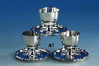 10 Eierbecher, Italien, Metall versilbert, Kordelverzierung, H ca. 5 cm