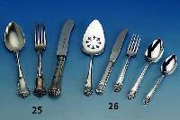 Besteck fÜr 12 Personen, Österreich/Ungarn um 1890, Meistermarke HA und BU, Bes.-Mo- nogr. FM, barockisierend, best. aus: 12 Menue- gabeln, 12 ...