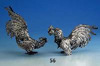 Tischdekoration 2 HÄhne, Silber gepr., Hanau um 1900, vollplastische Darst. H ca. 13 cm, zus. ca. 540 g, Handarbeit