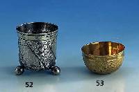 HÄufelbecher, Sachsen um 1720/30, Metall vergoldet, reine Handarbeit, min. besch., D ca. 6.5 cm, sammelw., museal