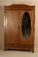 Gaderobenschrank, Holland, um 1900,Eiche massiv, Eichefurnier, 2 tÜrig, 2 große ovale geschliffene Spiegel, im Unterteil 2 Schubladen, schÖne ...