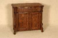 Halbschrank, deutsch, um 1860/70, Louis Philippe, Eiche massiv, z.T. gespiegeltes Furnier, 3 Schubladen, leichte Gebrauchsspuren wohnfertig, ca. ...