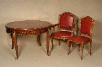 Ausziehtisch, Italien/Florenz, 50er Jahre, sogenanntes Rosenholz, Intarsien in Palisander und Birke, Palisander sternfÖrmig ausgelegt, ...