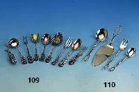 Dessertbesteck, 70er Jahre, Wilkens Bremen, 800er Silber, Kordeldekor, best. aus: 9 KaffeelÖffel, 8 Kuchengabeln, 6 Mokka- lÖffel, ...