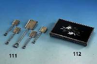 Zierplatte bzw. Tischdekoration, deutsch Hanau, um 1895/1900, Fassung 900er Silber mit Meistermarke Kreuzblume, Platte schwarzer Onyx mit Blumen ...