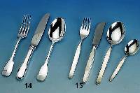 Besteck fÜr 6 Personen, Auerhahn, 925er Sil- ber, bestehend aus 6 MenÜlÖffel, -gabeln und -messer, 6 KaffeelÖffel, Gew. ca. 810 g