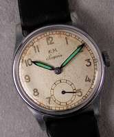 ALPINA/SIEGERIN MilitÄr-Armbanduhr von Mark Favre, fÜr die dtsch. Kriegsmarine Anfang 40er Jahre, Metallgeh. verchromt, Edelst. Bod. u. Glasrd. ...