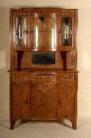 Aufsatzbuffet, Flandern, um 1920, ArtDeco, Korpus Weichholz/Hartholz, Eiche massiv, Eichefurnier, eckige Beine, Unterteil mit TÜren und ...