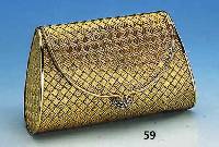 Abendtasche, 935er Silber verg., Verschluß mit klarem Straßbesatz, total ca. 289.3 g, Innenspiegel z. T. blind, Vergoldung z. T. l. berieben, ...