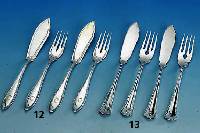 Fischbesteck fÜr 6 Personen, 800er Silber, Wilkens Bremen, Bes.-Monogr. MG, best. aus: 6 Messer und 6 Gabeln, Vertreiber: Henr. Bleyer, total ...
