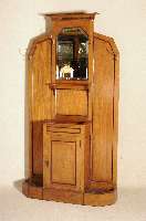 ArtDeco-Gaderobe, um 1920, Teakholz massiv, facettiert geschliffener Spiegel, Kleiderhaken aus Messing, mit Vorrichtung fÜr SchirmstÄnder und ...