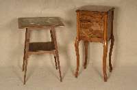 Beistelltisch, deutsch, um 1910, Eiche massiv, eckige Hochbeine, mittig mit Ablage, Platte oben mit grÜnen Kacheln eingelegt, schÖner eleganter ...
