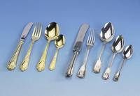 Besteck fÜr 12 Personen, 24 kt hartverg., Solingen Germany, bestehend aus: 12 Messer, 12 Gabeln, 12 LÖffel, 12 Kaffee- lÖffel, 12 ...