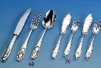 Fischbesteck: 6 Messer und 5 Gabeln, deutsch, um 1910, BSF, 800er Silber, Bes.-Monogr. C., zus. ca. 520 g