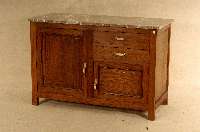 Kommode, deutsch, um 1920, Esche und Weich- holz massiv, 2 TÜren und 2 SchÜbe, original BeschlÄge, Marmorplatte, abgesetztes Rahmen- muster, ...