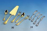 CHRISTOFFLE-Kuchenbesteck fÜr 6 Personen, hartvergoldet, Louis-Seize-Dekor, best. aus: 6 Kuchengabeln, 6 KaffeelÖffel, 1 Zuckerzange, 1 ...