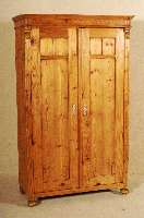Schrank, wohl deutsch, um 1910, Weichholz, zweitÜrig, Alters- und Gebrauchsspuren, ohne SchlÜssel, ca. 173x106x52 cm