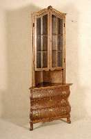 Eckschrank, Holland, Eiche massiv, Eichefurnier, unten drei Schubladen, oben zwei GlastÜren, versprosst, guter Zustand, wohnfertig, ca. 185x78x40 ...